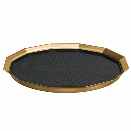 SERVICE IDEAS Paneled Tray with Removable Insert, 14 diameter, Stainless Steel, Vintage Gold TRPN1614RIBSVG